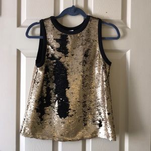 Gold/black sequin going out top